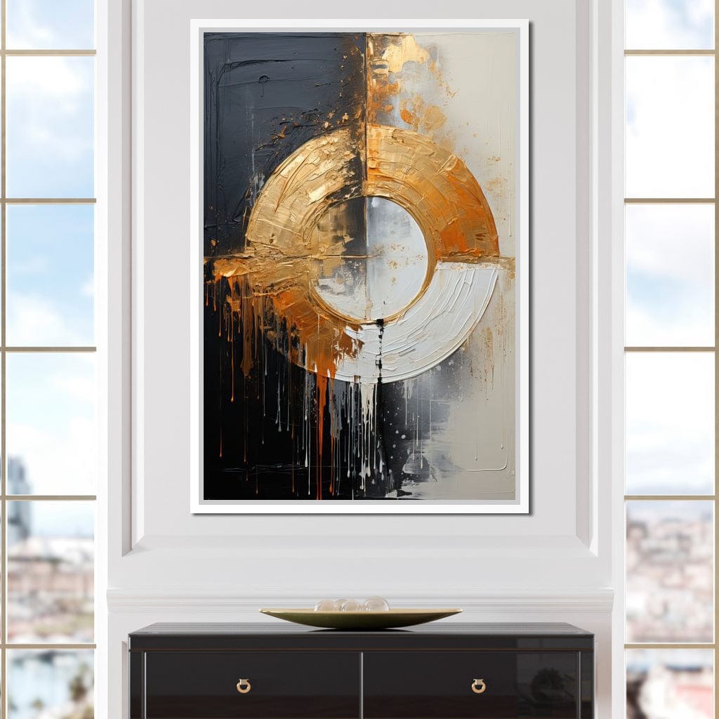 Abyssal Echoes in Gold Abstract Canvas Wall Art