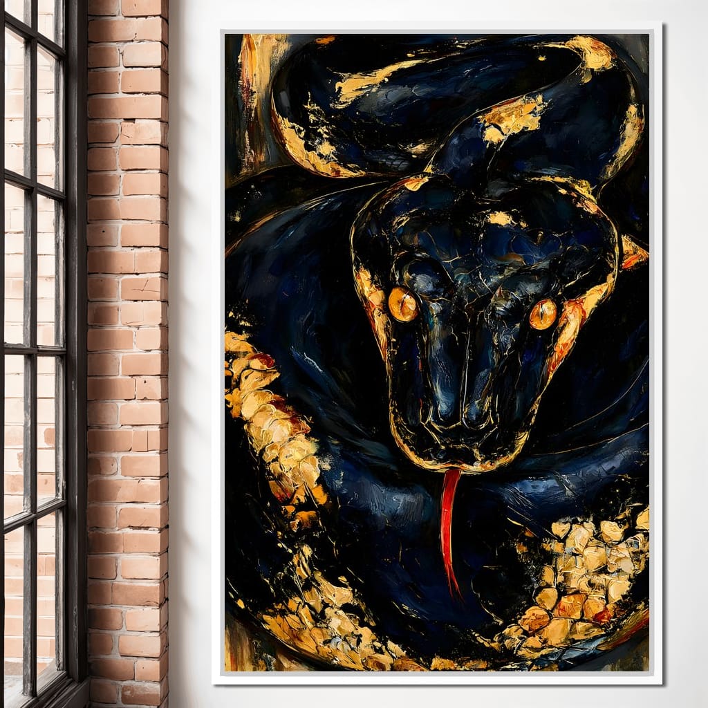 Gilded Coil Of Midnight Power Canvas Wall Art
