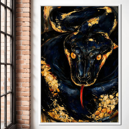 Gilded Coil Of Midnight Power Canvas Wall Art