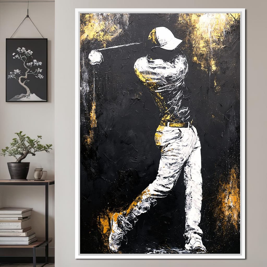 Golf Profile in Black Canvas Wall Art
