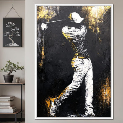 Golf Profile in Black Canvas Wall Art