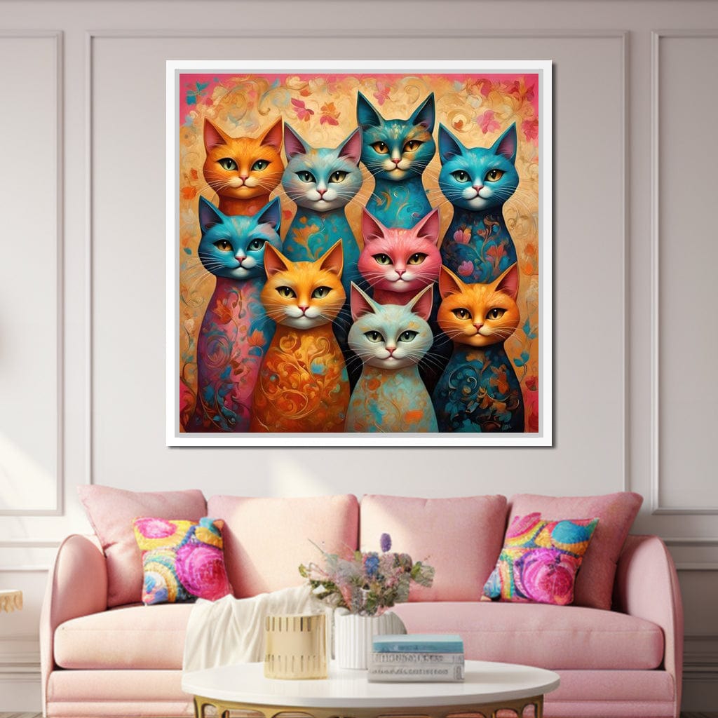 Cat Kaleidoscope Canvas Wall Art