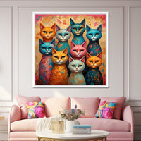 Cat Kaleidoscope Canvas Wall Art