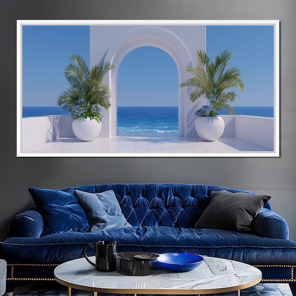 Sunlit Coastal Archway Escape Canvas Wall Art