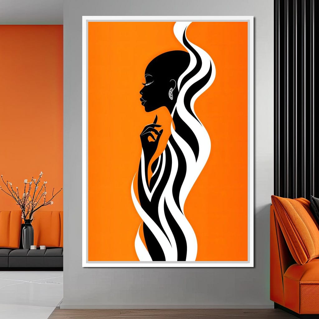 Ebony Flow on Tangerine Dreams Canvas Wall Art