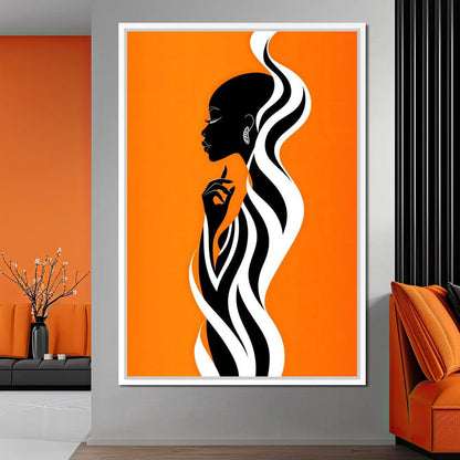 Ebony Flow on Tangerine Dreams Canvas Wall Art