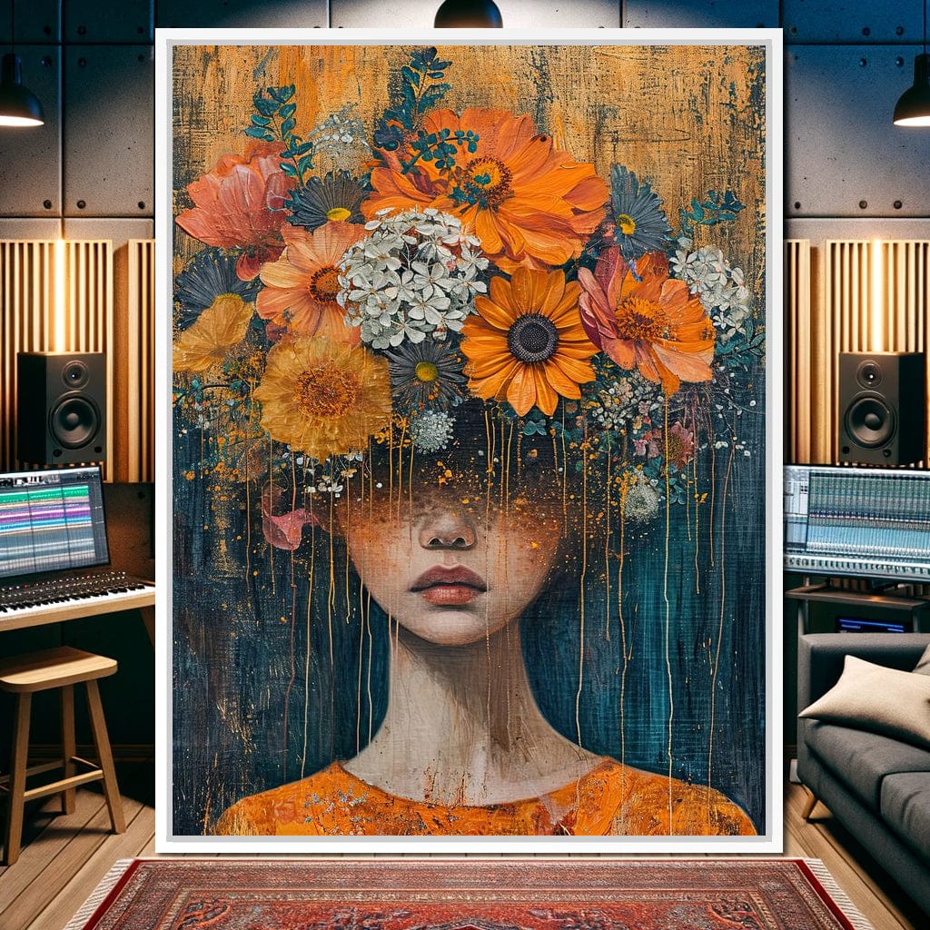 Blossoming Silence Dripping Gold Canvas Wall Art