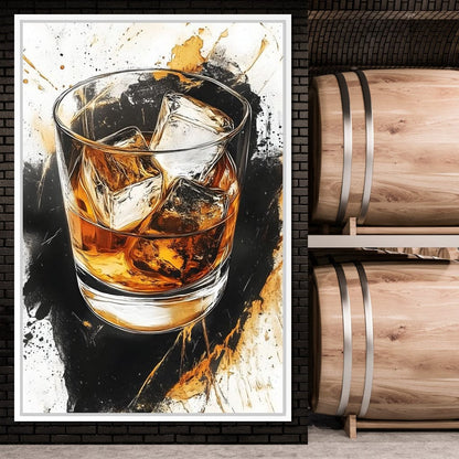 Whiskey Reflections on Ice Canvas Wall Art