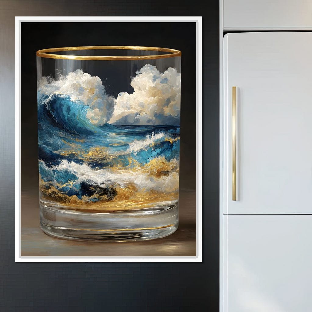 Ocean Storm Tumbler Gold Rim Canvas Wall Art