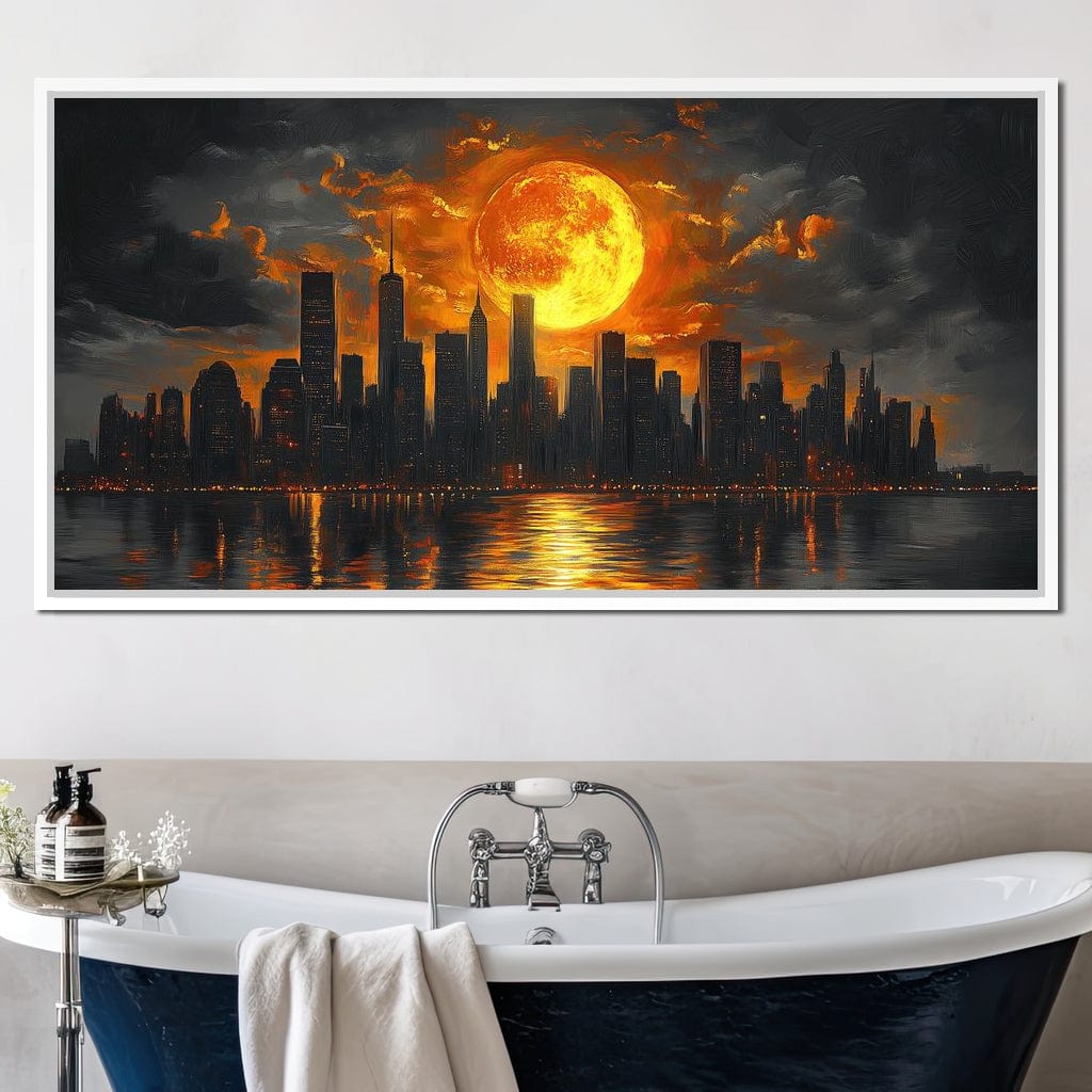 Golden Cityscape Nocturne Canvas Wall Art