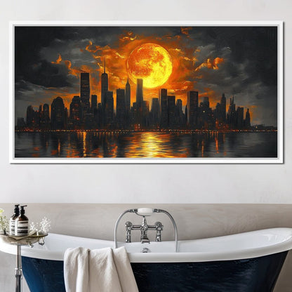 Golden Cityscape Nocturne Canvas Wall Art