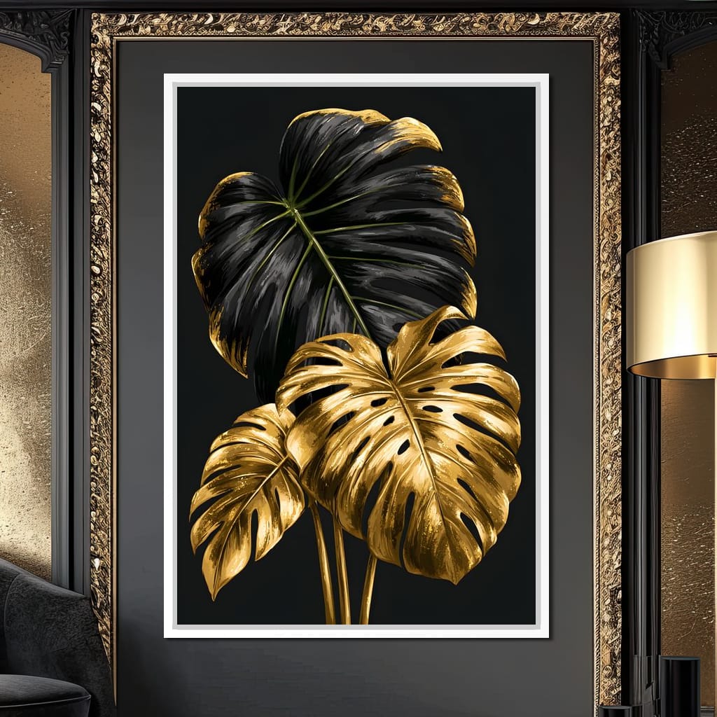 Gilded Foliage Dark Contrast Canvas Wall Art