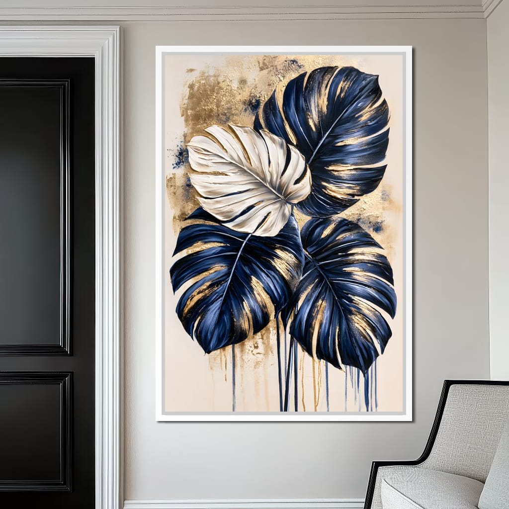 Gilded Foliage Under Midnight Skies Canvas Wall Art