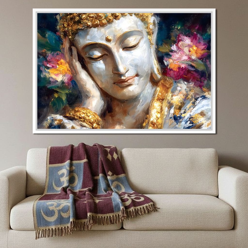 Golden Buddha Lotus Reverie Canvas Wall Art