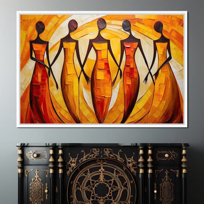 Women in Maroon Harmony Canvas Wall Art