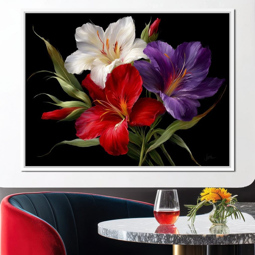 Gladiolus Garden Noir Bloom Canvas Wall Art