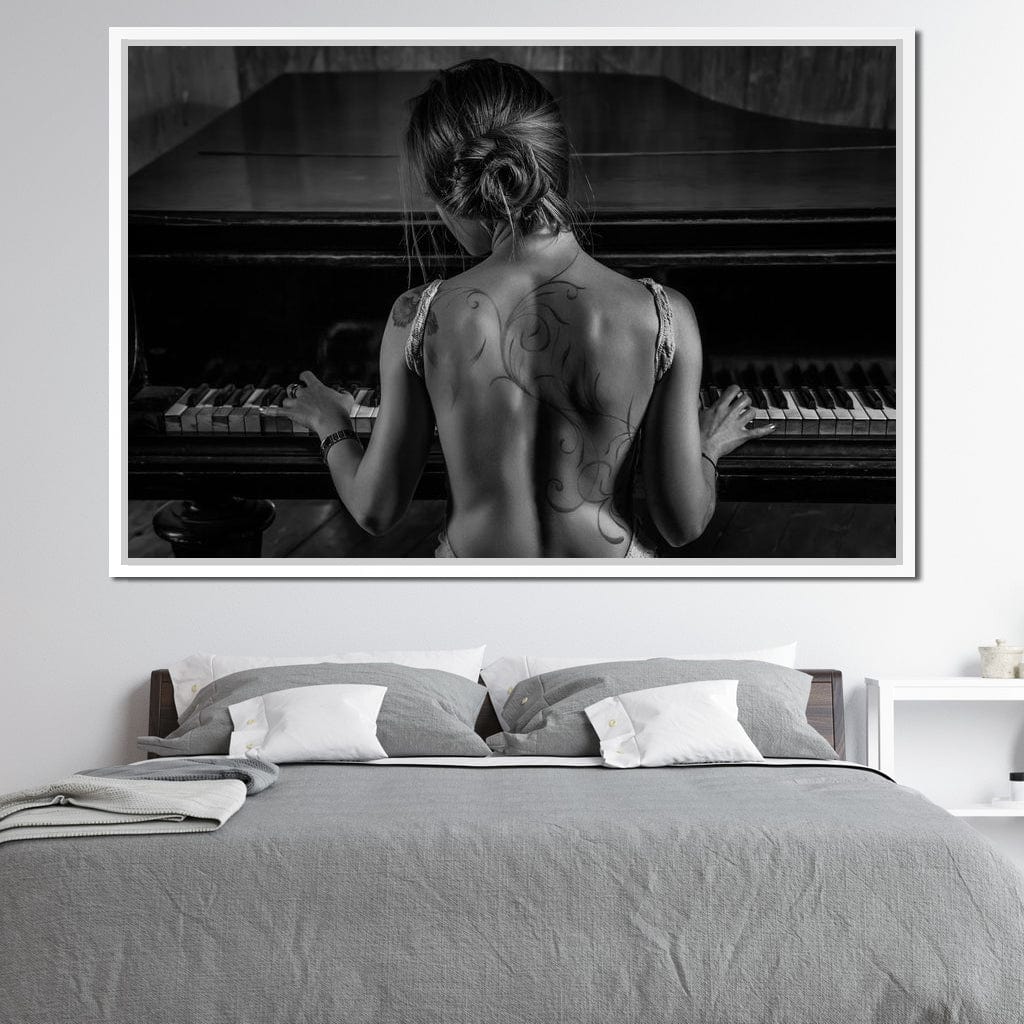 Young Woman Playing Piano Canvas Wall Art