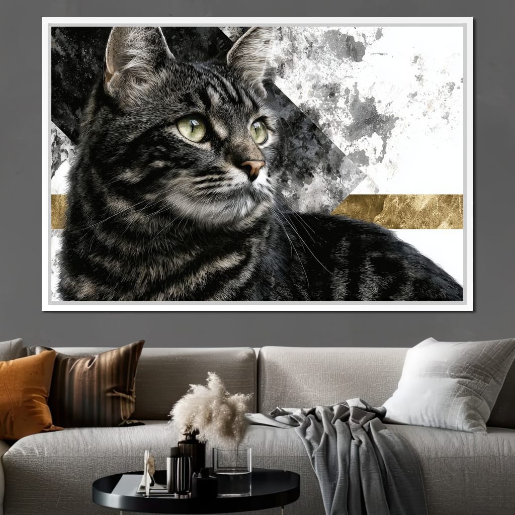 Golden Band Tabby Cat Portrait Canvas Wall Art