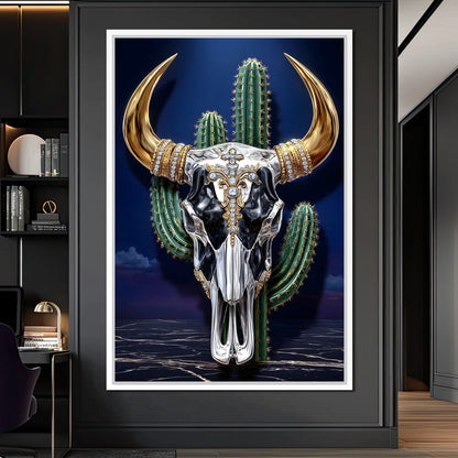 Golden Bull Skull Desert Luxe Canvas Wall Art