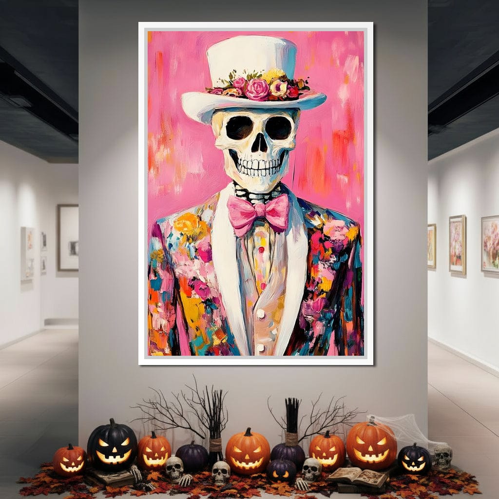 Dapper Skeleton Floral Jubilee Canvas Wall Art