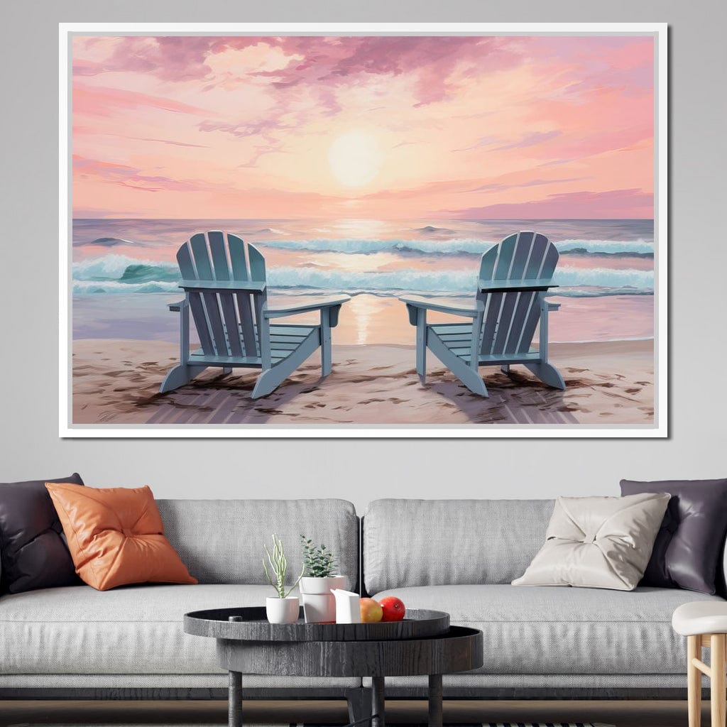 Vacation Beach Chairs Canvas Wall Art
