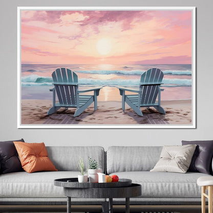 Vacation Beach Chairs Canvas Wall Art