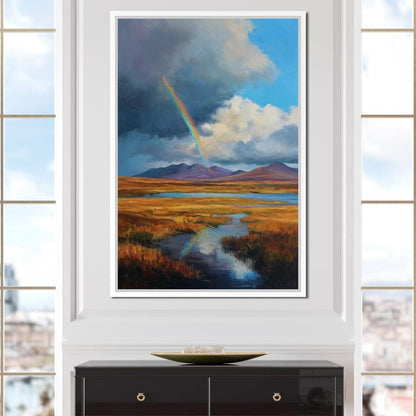 Rainbow Over Highland Moorland Canvas Wall Art