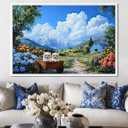 Pomeranian Wagon Canvas Wall Art