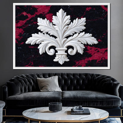 White Fleur De Lis Red Stone Canvas Wall Art