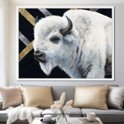 Gilded Plains White Bison Canvas Wall Art