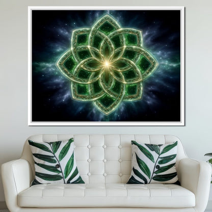 Celestial Green Knot Mandala Canvas Wall Art