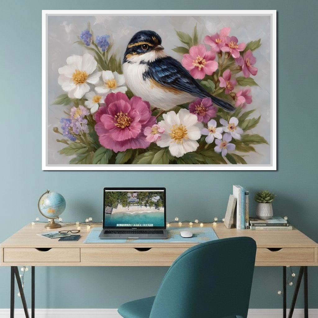 Songbird Garden Bouquet Oil Style Canvas Wall Art