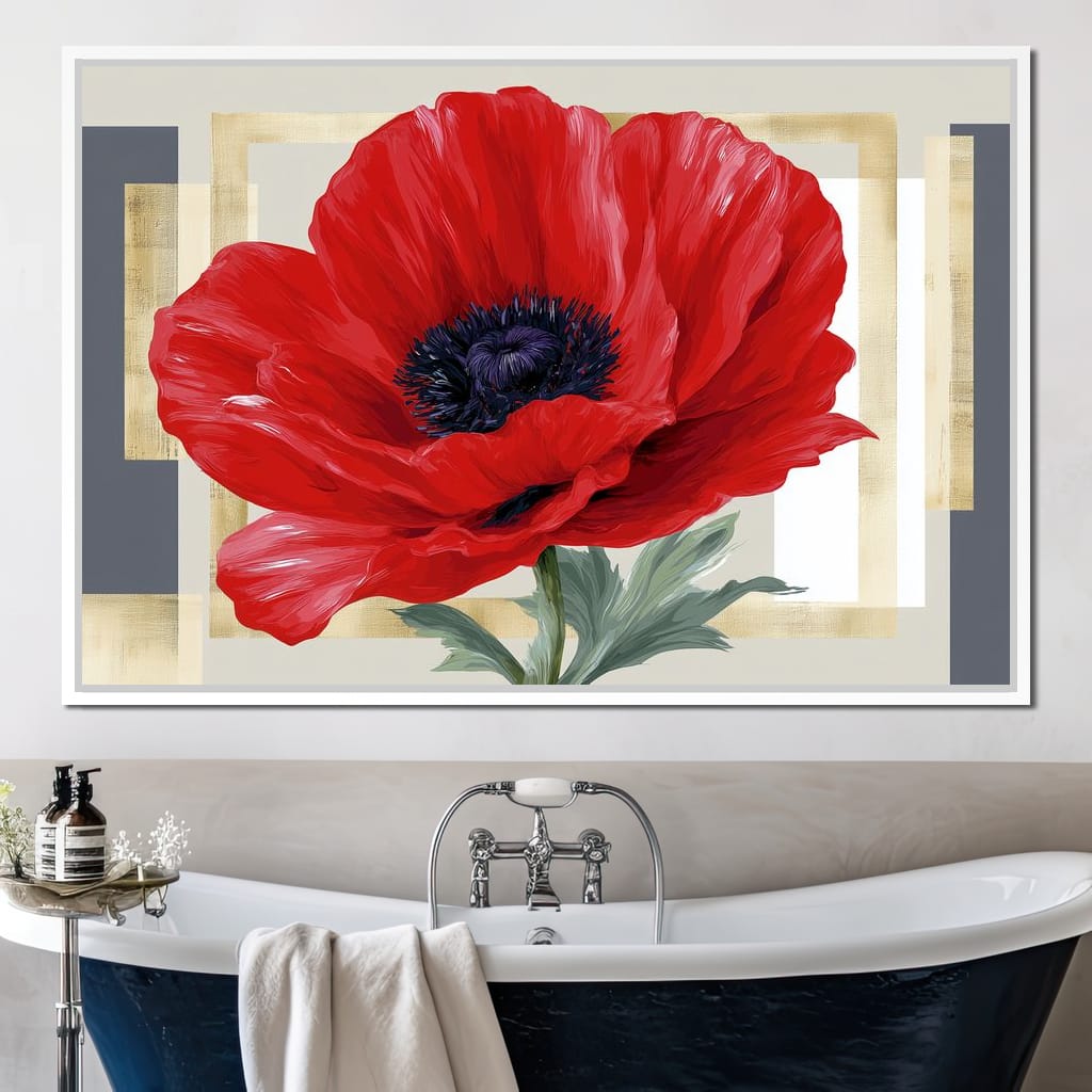 Bold Poppy Bloom Portrait Canvas Wall Art