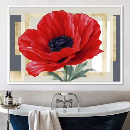 Bold Poppy Bloom Portrait Canvas Wall Art