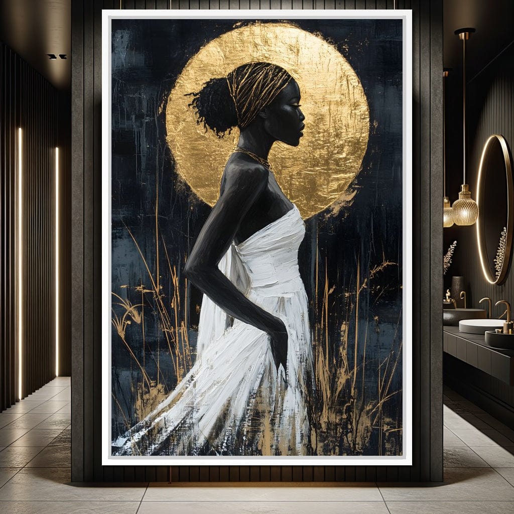 Golden Halo Grace Silhouette Canvas Wall Art