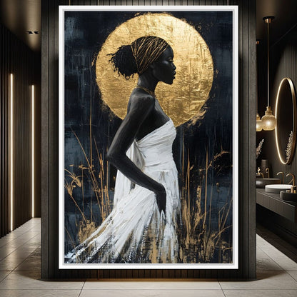 Golden Halo Grace Silhouette Canvas Wall Art