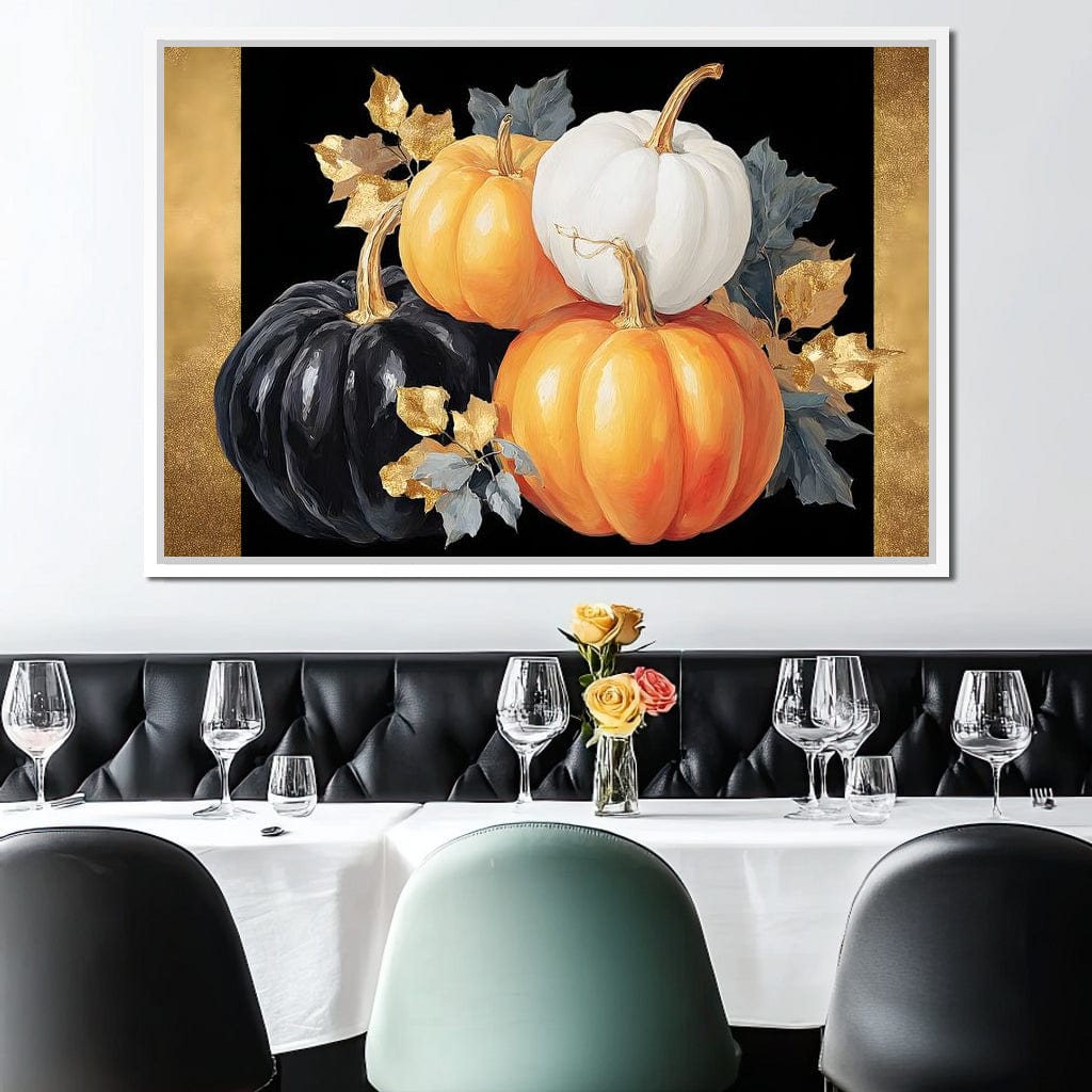 Golden Pumpkin Harvest Harmony Canvas Wall Art