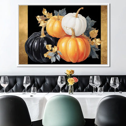 Golden Pumpkin Harvest Harmony Canvas Wall Art