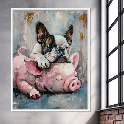 Frenchie Piglet Dreamy Den Canvas Wall Art