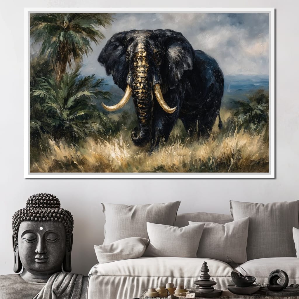 Majestic Elephant Safari Gold Canvas Wall Art