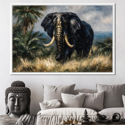 Majestic Elephant Safari Gold Canvas Wall Art