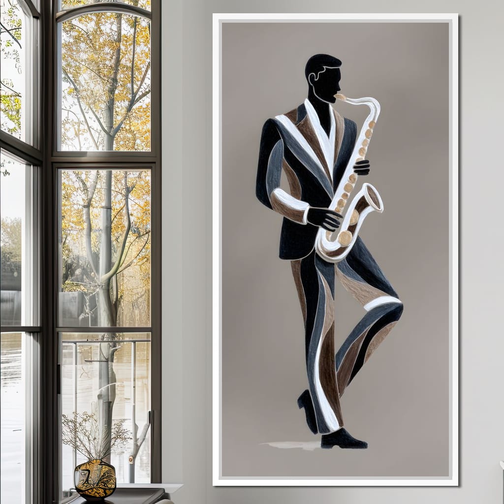 Midnight Jazz Sax Player Elegance Canvas Wall Art