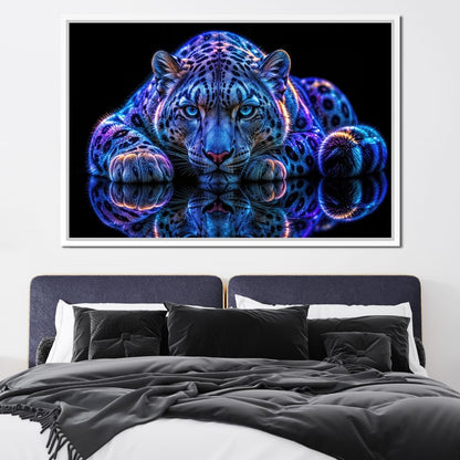 Bioluminescent Snow Leopard Canvas Wall Art