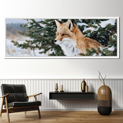 Winter Red Fox Pine Watcher Canvas Wall Art