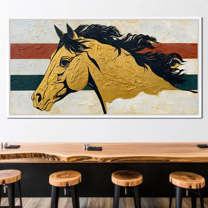 Golden Stallion Portrait Canvas Wall Art