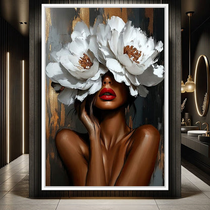 Elegance in Bloom Shadows Canvas Wall Art