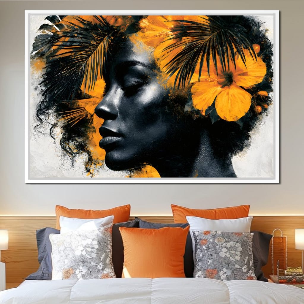 Golden Flora Crowned Spirit Canvas Wall Art