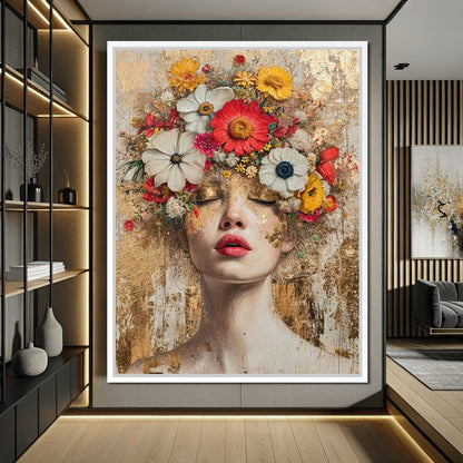 Golden Petal Dreams Canvas Wall Art