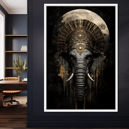 Golden Pharaoh Elephant King Canvas Wall Art