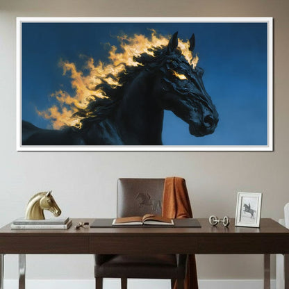 Fiery Night Stallion Spirit Canvas Wall Art
